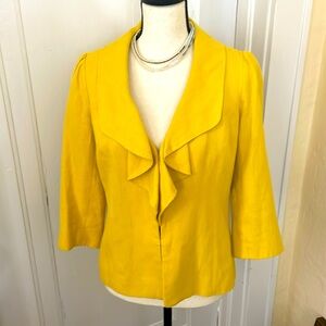 Nordstrom Brand Classiques Entier Mustard/Ruffle Linen blend Blazer‎ Size S
